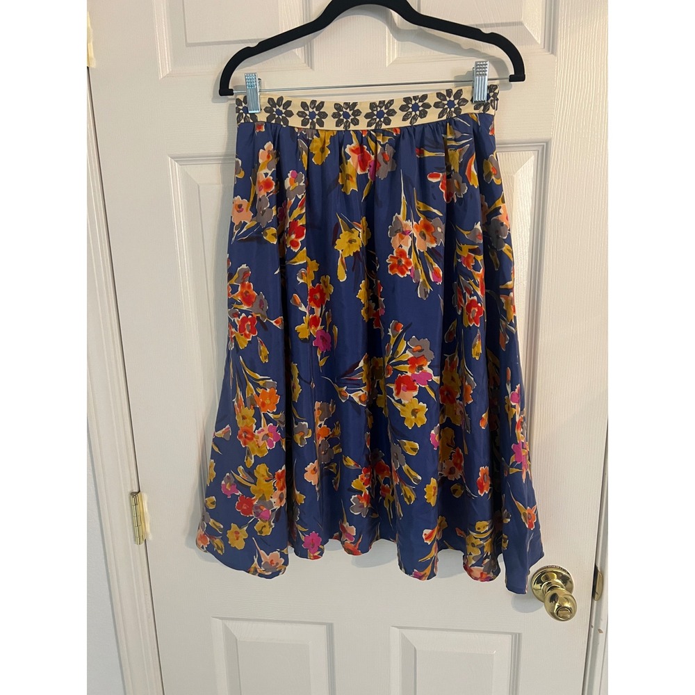 Anthropologie Edme & Esyllte Silk Floral Boho A-Line Skirt Sz 6